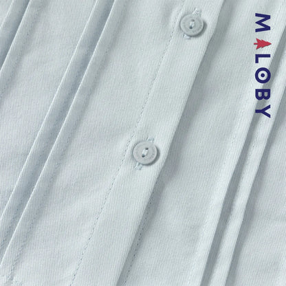 Ensemble habillé 2 pièces Chemise + Jupon plissé enfant fille -Bleu