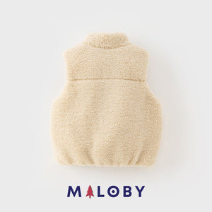 Veste sans maches en sherpa enfant fille -beige -robes et ensembles pour filles, bébés et garcons - MALOBY