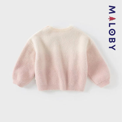 Pull en maille avec cœur en relief enfant fille- Rose