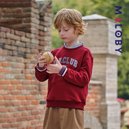 sweat col rond motif placé enfant garçon -Rouge -robes et ensembles pour filles, bébés et garcons - MALOBY