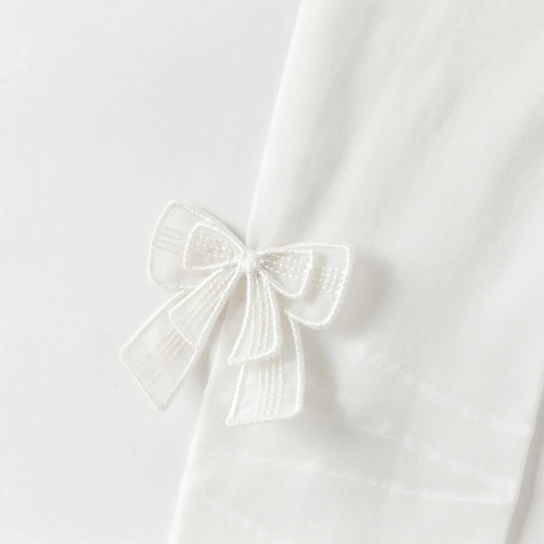 Collants fins à doubles nœuds enfant fille blanc, vêtement enfant maroc - MALOBY