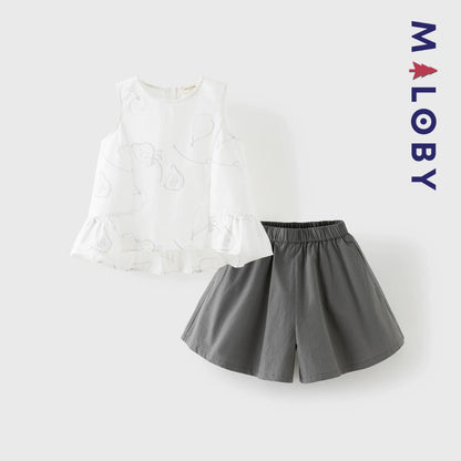 Ensemble 2 pièces Élégance Nature enfant fille -Blanc/gris