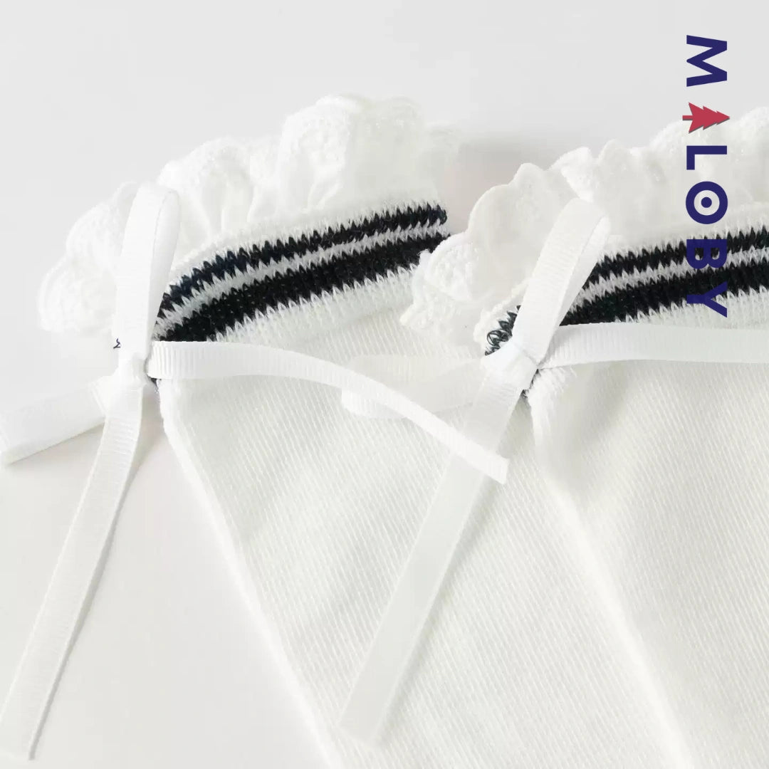 Chaussettes mi-mollet en broderie enfant fille -Blanc
