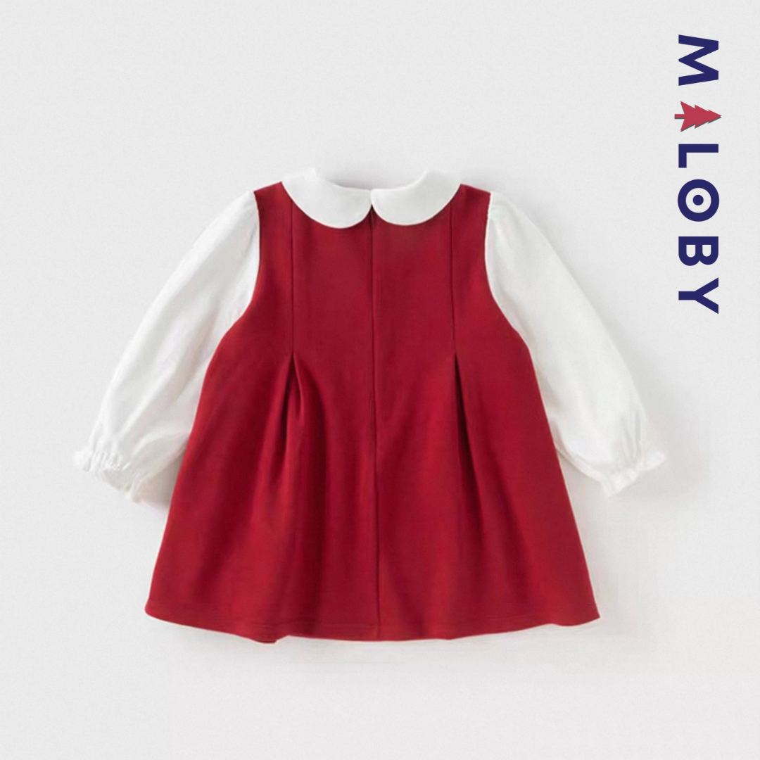 Robe bi-matière effet 2 en 1 enfant fille -Rouge -robes et ensembles pour filles, bébés et garcons - MALOBY