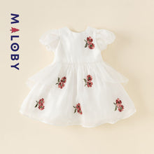 Charger l&#39;image dans la galerie, Robe cérémonie brodée enfant fille - Blanc -robes et ensembles pour filles, bébés et garcons - MALOBY
