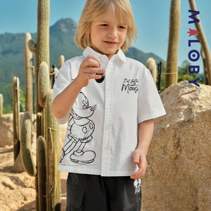 Ensemble 2 pièces Chemise+short motif Disney enfant garçon -Blanc