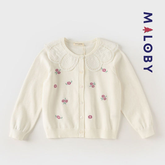 Cardigan à motif fleurette- beige -robes et ensembles pour filles, bébés et garcons - MALOBY