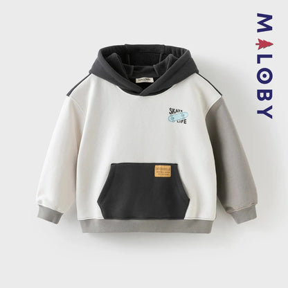 sweat à capuche skate life enfant garçon- gris
