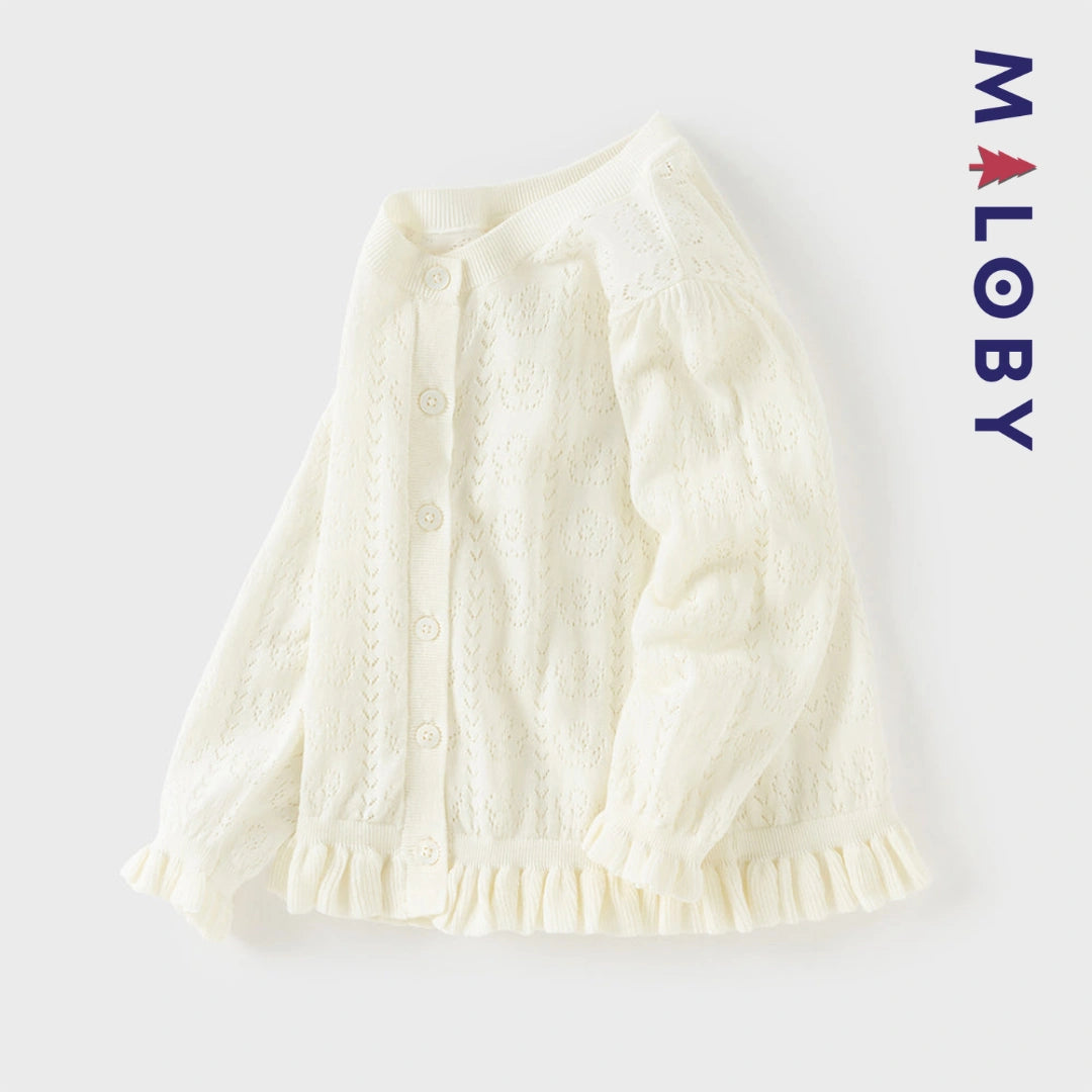 Cardigan en maille pointille enfant fille -Beige