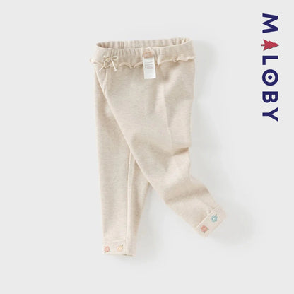 Legging à bas brodé enfant fille-beige/violet