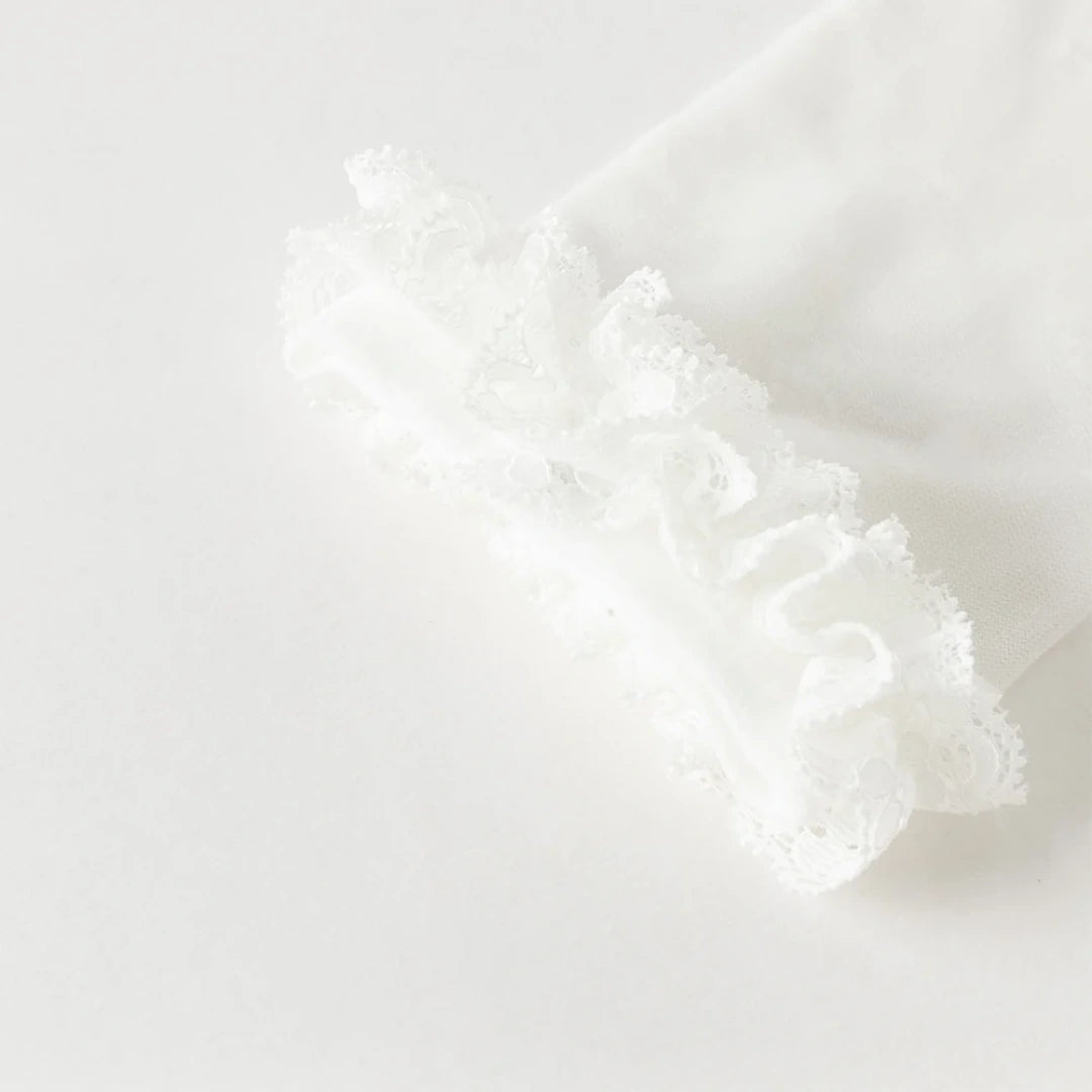 Chaussettes hautes en dentelle enfant fille blanc, accessoire enfant maroc - MALOBY