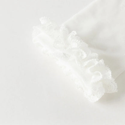 Chaussettes hautes en dentelle enfant fille blanc, accessoire enfant maroc - MALOBY