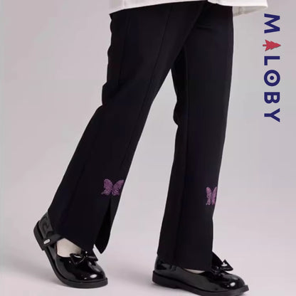 Pantalon évasé longueur chevilles enfant fille -Marine -robes et ensembles pour filles, bébés et garcons - MALOBY