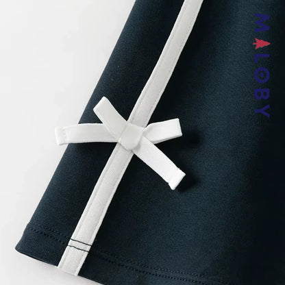 Pantalon tricoté à Bandes Contrastées enfant fille- Marine