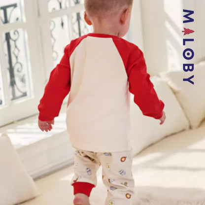 Pyjama 2 pièces manches longues enfant garçon -Rouge -robes et ensembles pour filles, bébés et garcons - MALOBY