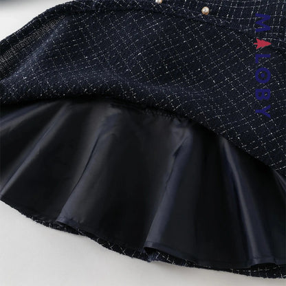 Robe à carreaux effet 2 en 1 enfant fille- bleu -robes et ensembles pour filles, bébés et garcons - MALOBY