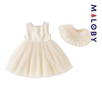 Robe de fête d'été sans manches en tulle champagne pour filles