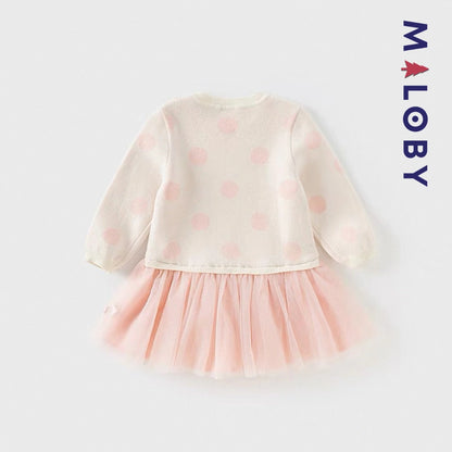 Robe bi-matière motif lapin enfant fille- rose