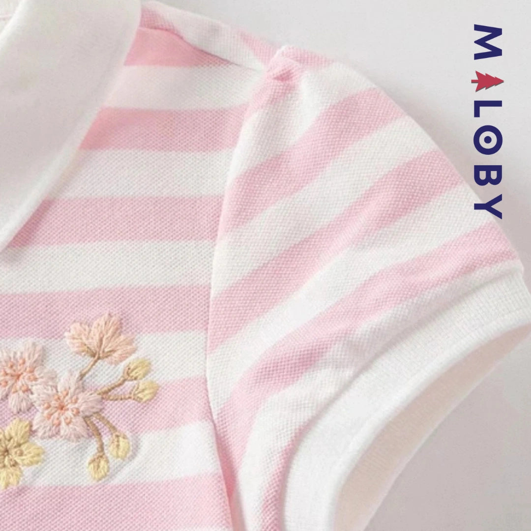 Robe d'été rayée enfant fille -Rose