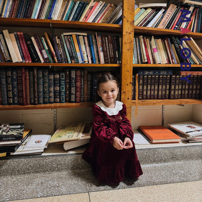 Robe en velours unie enfant fille - bordeaux