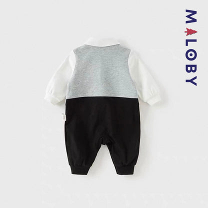 Combinaison cérémonie à nœud effet 2 en 1 bébé garçon -Gris