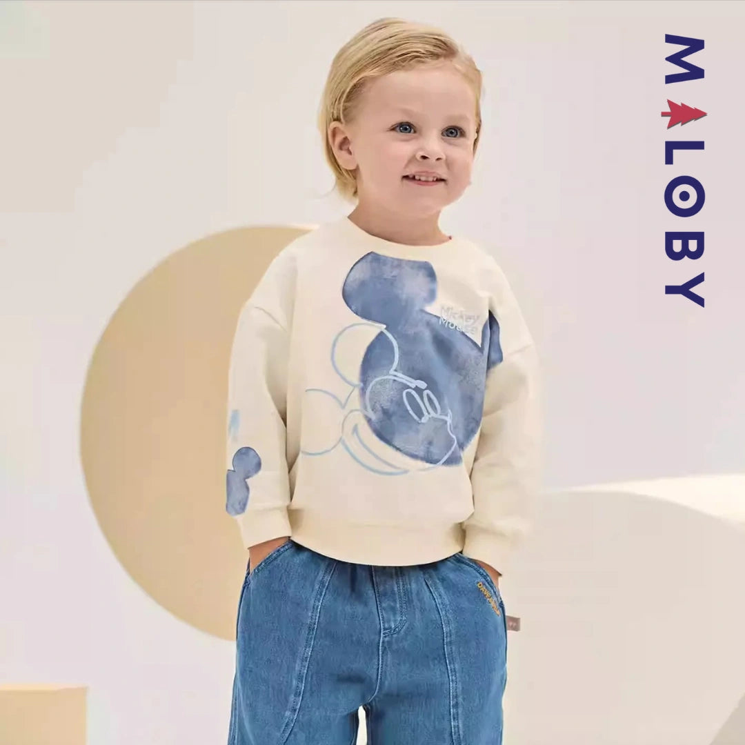 Sweat-shirt Motif Disney manches longues enfant garçon -Beige -robes et ensembles pour filles, bébés et garcons - MALOBY