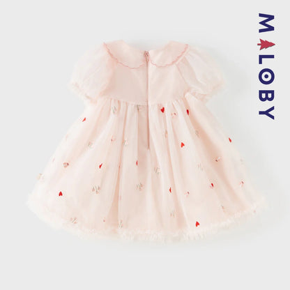 Ensemble Robe+sac pour cérémonie enfant fille- Rose