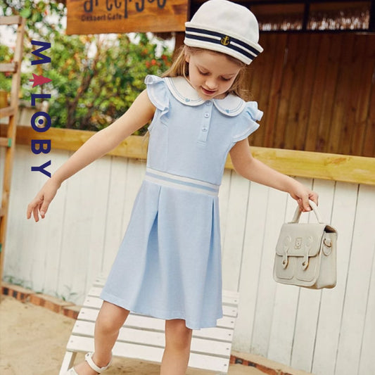 Robe enfant fille en piqué de coton -Bleu ciel -robes et ensembles pour filles, bébés et garcons - MALOBY