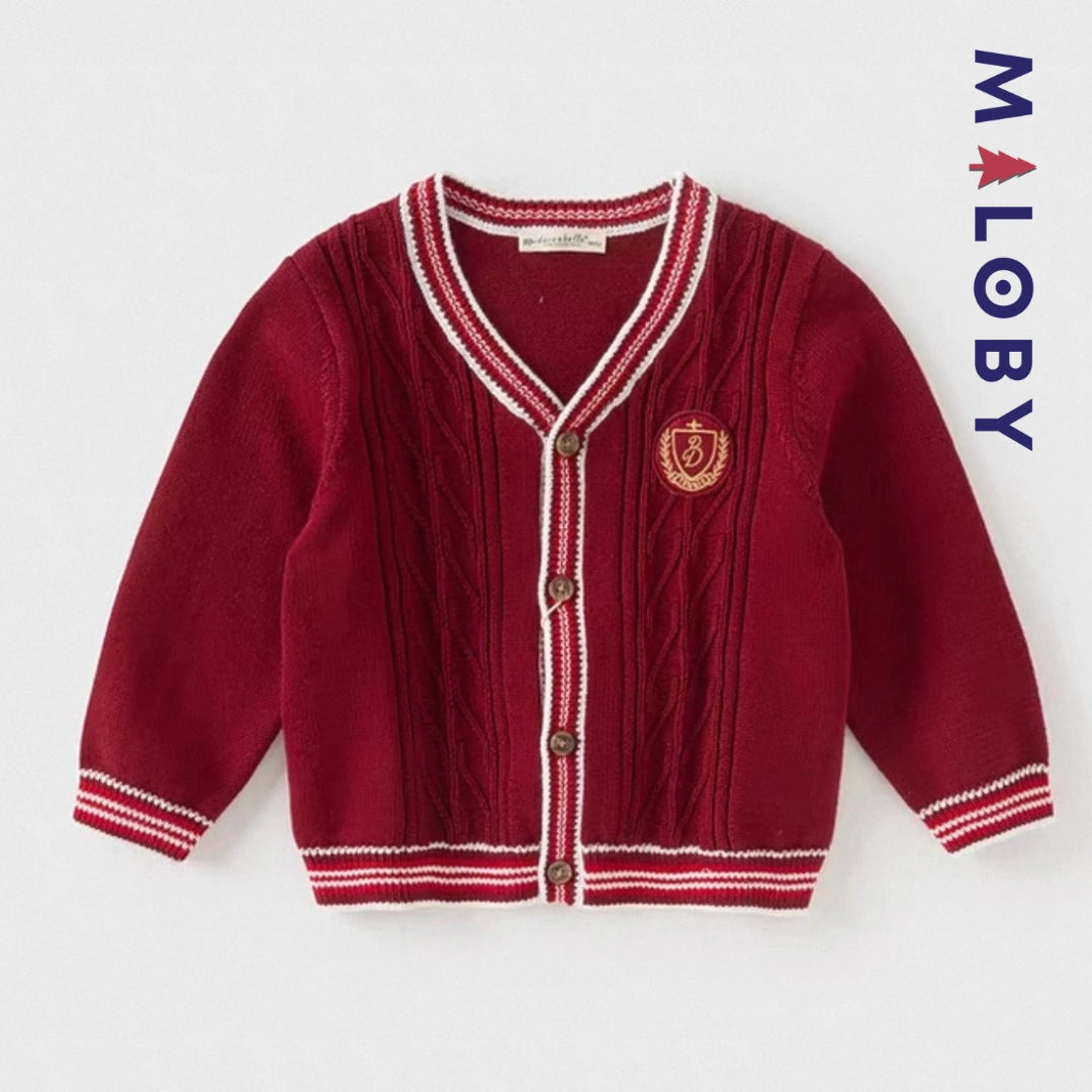 Duo chemise à nœud+cardigan enfant garçon -Rouge -robes et ensembles pour filles, bébés et garcons - MALOBY