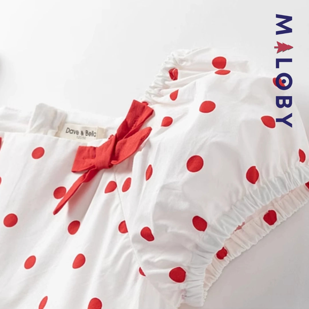 Robe à poids enfant fille -blanc/rouge -robes et ensembles pour filles, bébés et garcons - MALOBY