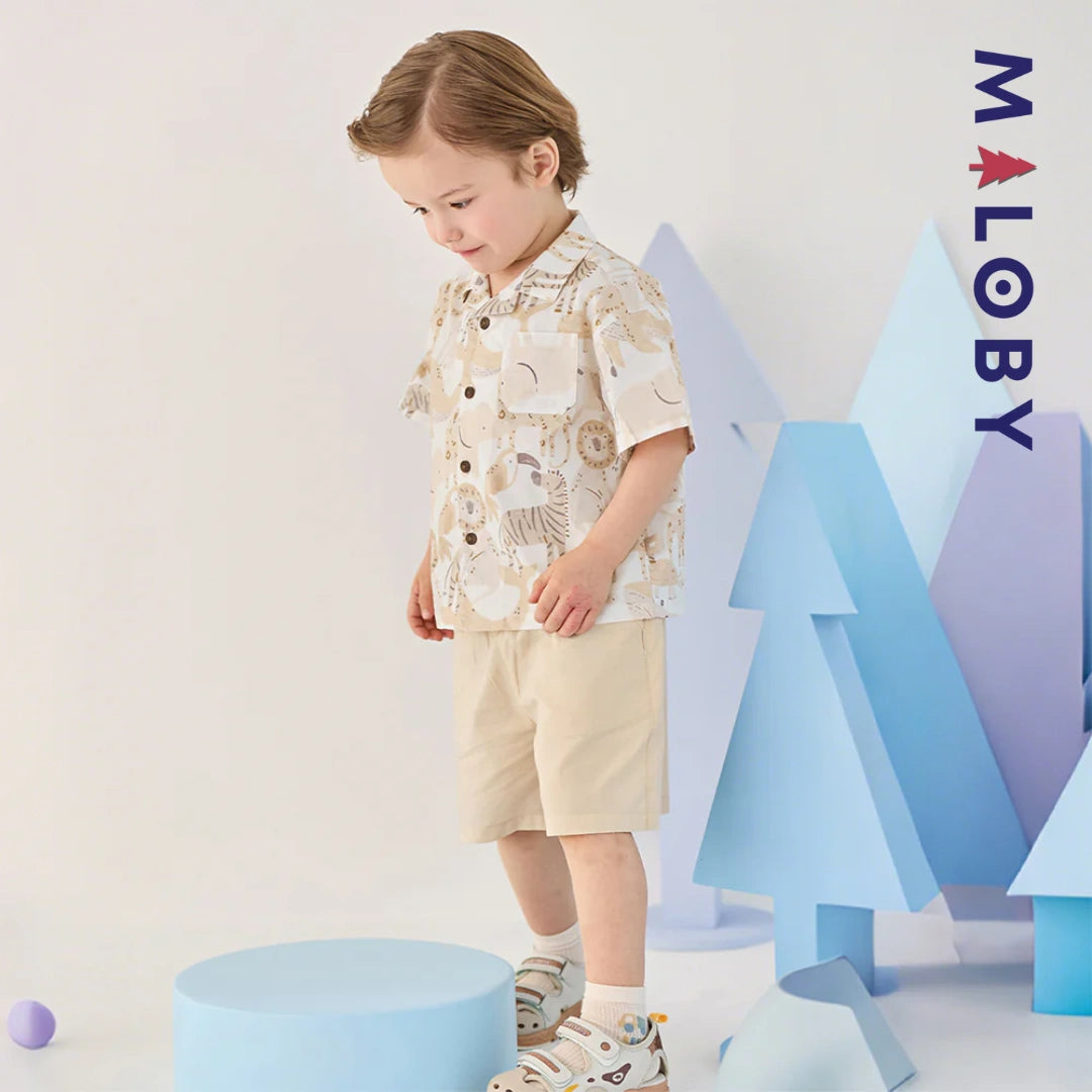 Ensemble Été en lin chemise+short -Imprimé