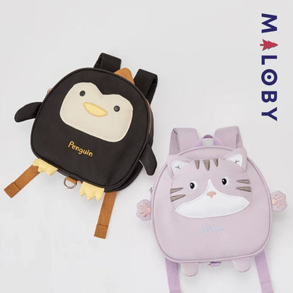 Sac à dos maternelle motif fantaisie enfant fille et garçon - violet/noir