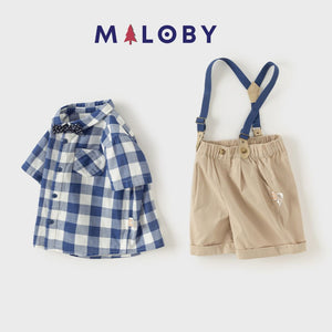 Ensemble cérémonie enfant Garçon à 4 pièces - Bleu/beige -robes et ensembles pour filles, bébés et garcons - MALOBY