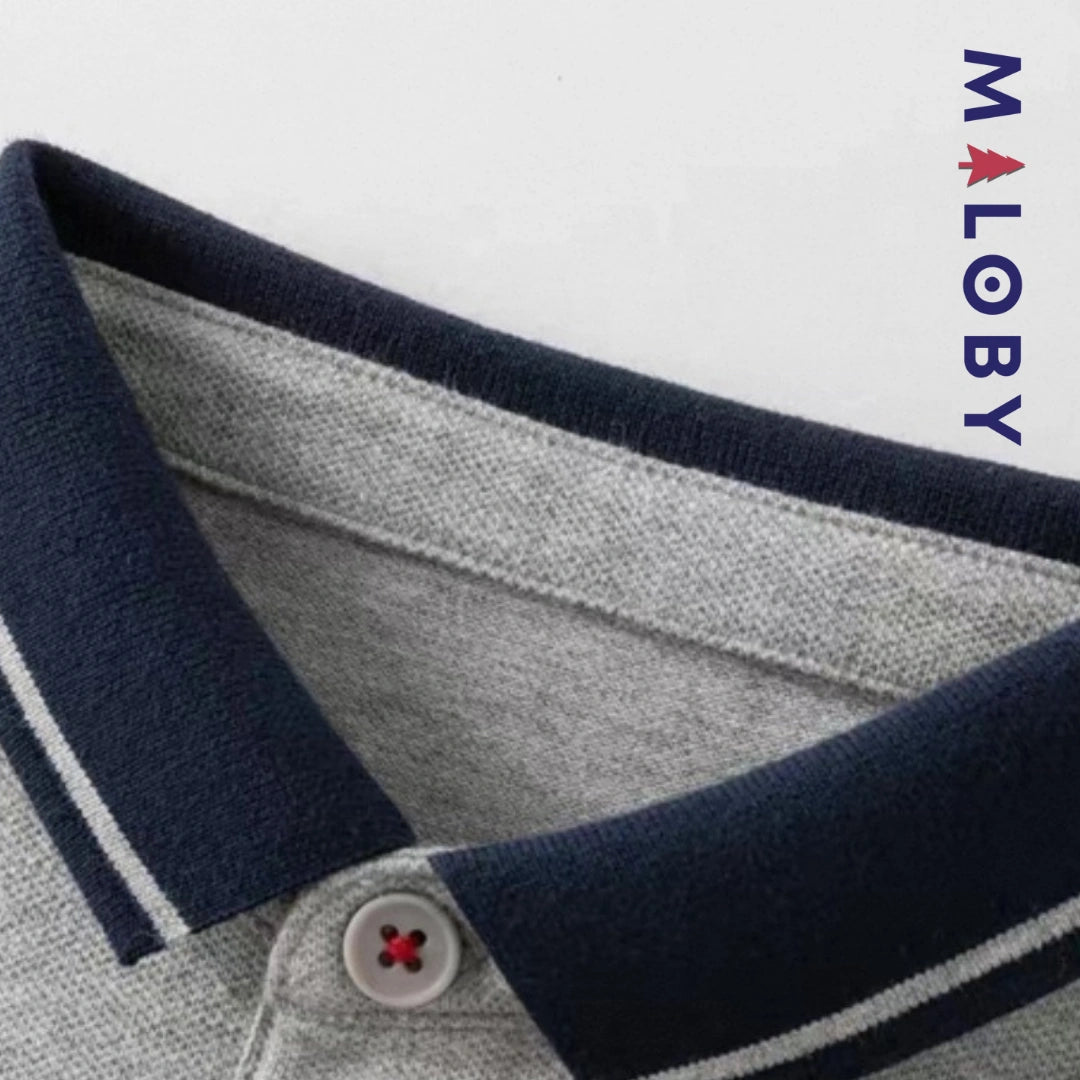 Polo colorblock manches longues enfants garçon -Gris -robes et ensembles pour filles, bébés et garcons - MALOBY
