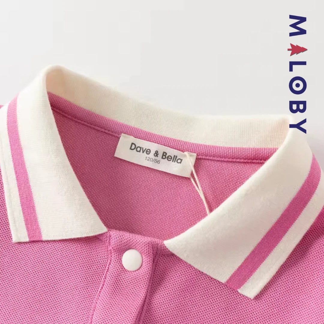 Robe polo pour été en piqué de coton enfant fille -Rose