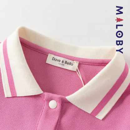 Robe polo pour été en piqué de coton enfant fille -Rose