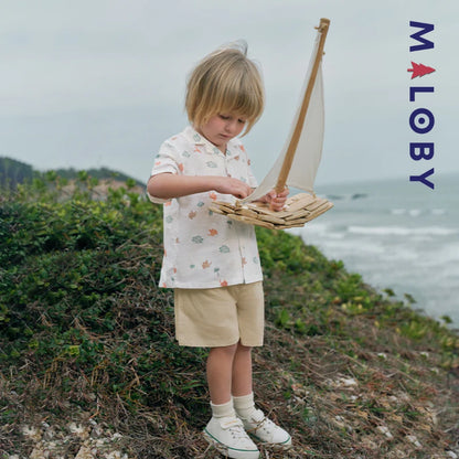 Ensemble Été en lin chemise+short -Kaki