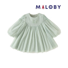 Charger l&#39;image dans la galerie, Robe volantée brodée à fleurs fille- Vert -robes et ensembles pour filles, bébés et garcons - MALOBY
