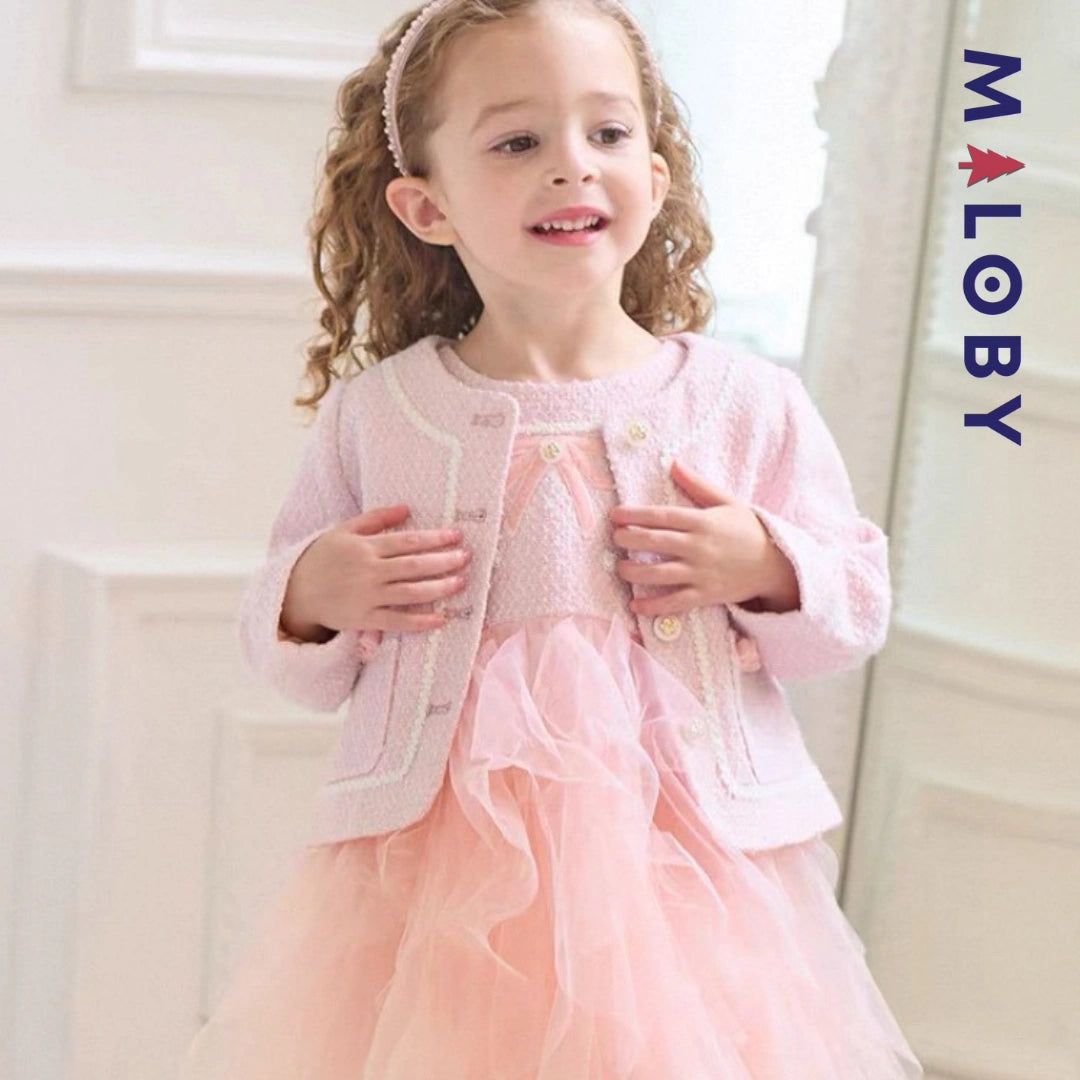 Ensemble cérémonie Robe veste enfant fille-Rose -robes et ensembles pour filles, bébés et garcons - MALOBY