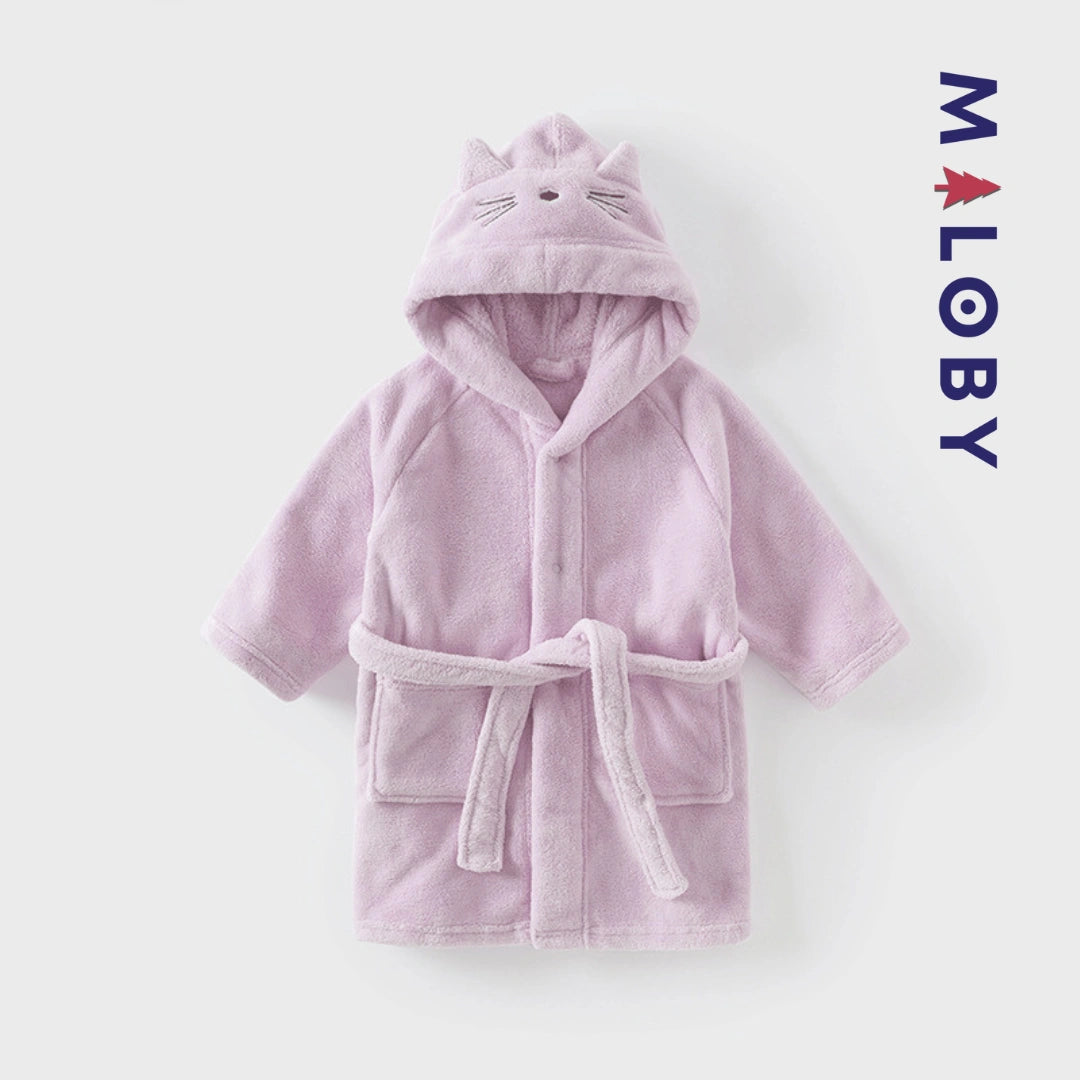 Peignoir de bain à capuche enfant - violet -robes et ensembles pour filles, bébés et garcons - MALOBY