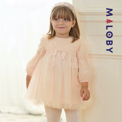 Robe de fête en voile enfant fille - Rose pâle -robes et ensembles pour filles, bébés et garcons - MALOBY