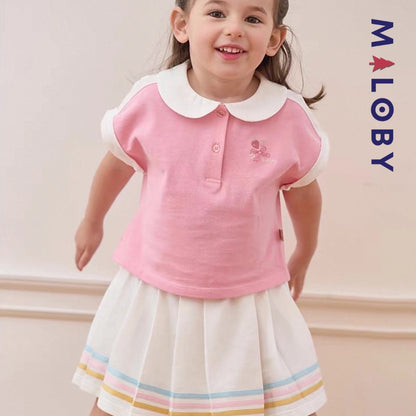 Ensemble été sweat+jupe short plissée enfant fille -Rose