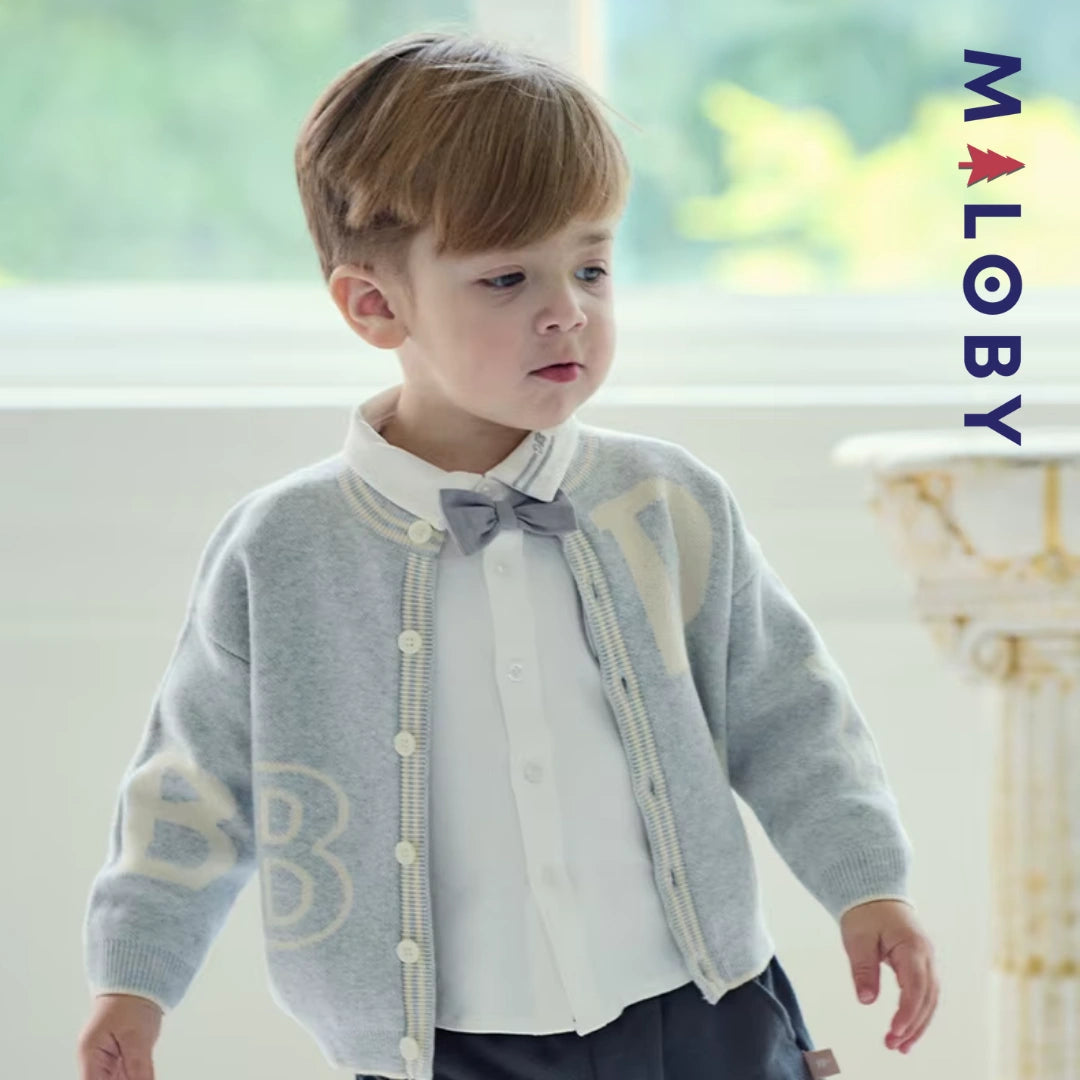 Ensemble 3 pièces chemise +nœud+ cardigan- Garçon -robes et ensembles pour filles, bébés et garcons - MALOBY