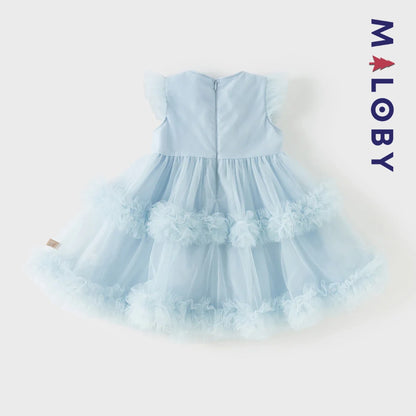 Robe princesse bleue sans manches en tulle respirante pour petites filles