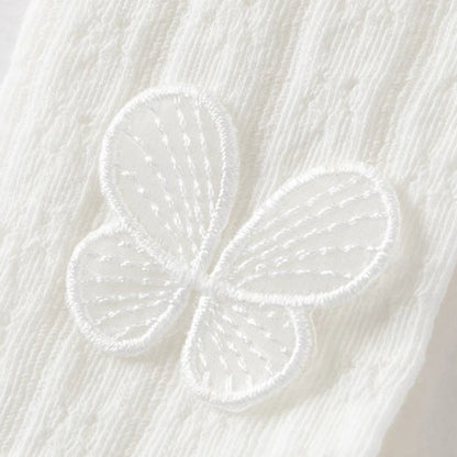 Collants fins motif papillon enfant fille blanc et rose, vêtement enfant maroc - MALOBY