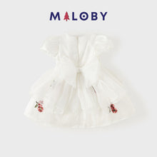 Charger l&#39;image dans la galerie, Robe cérémonie brodée enfant fille - Blanc -robes et ensembles pour filles, bébés et garcons - MALOBY
