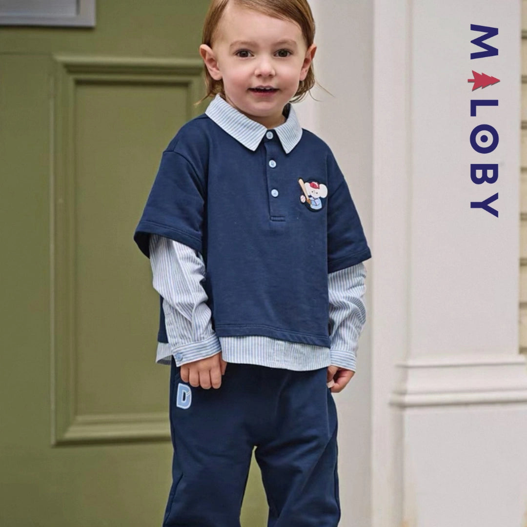 Ensemble 2 pièces enfant garçon -Marine -robes et ensembles pour filles, bébés et garcons - MALOBY