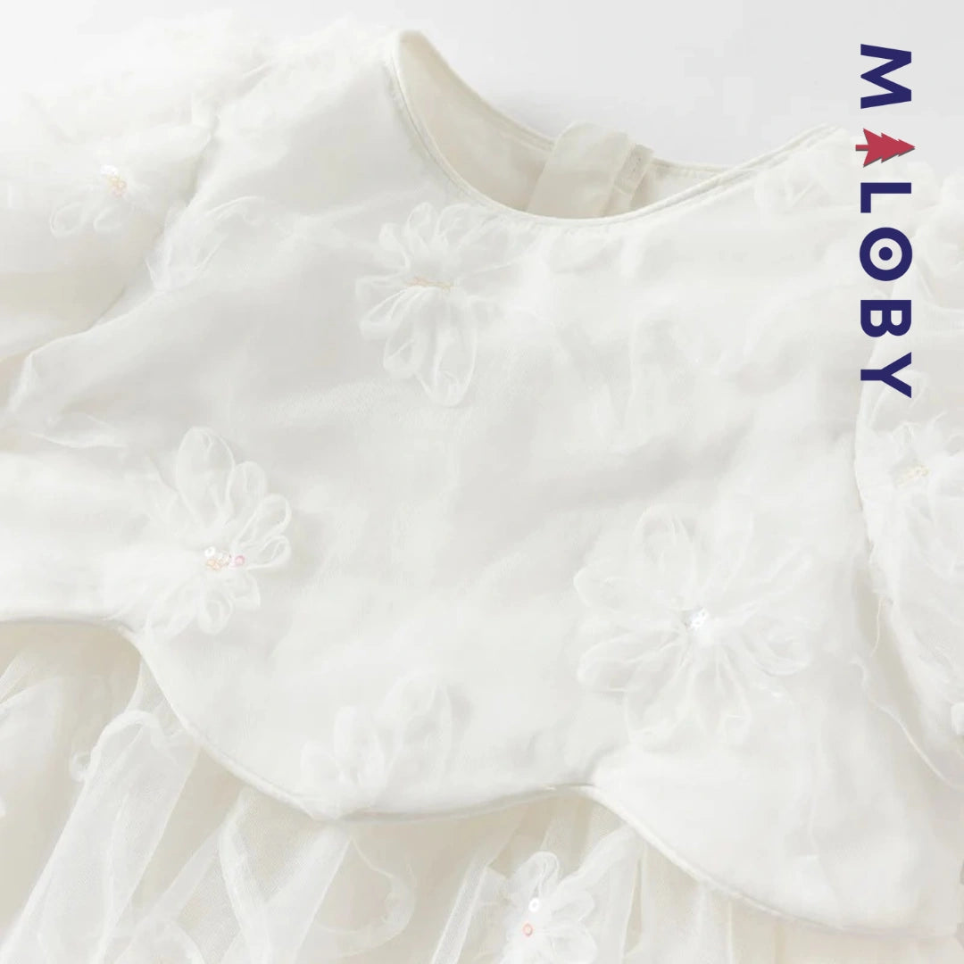 Robe cérémonie effet 2 en 1 -Blanc -robes et ensembles pour filles, bébés et garcons - MALOBY