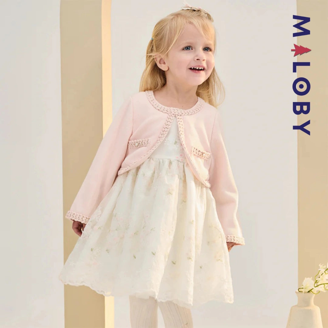 Robe cérémonie avec Boléro intégré -Rose -robes et ensembles pour filles, bébés et garcons - MALOBY