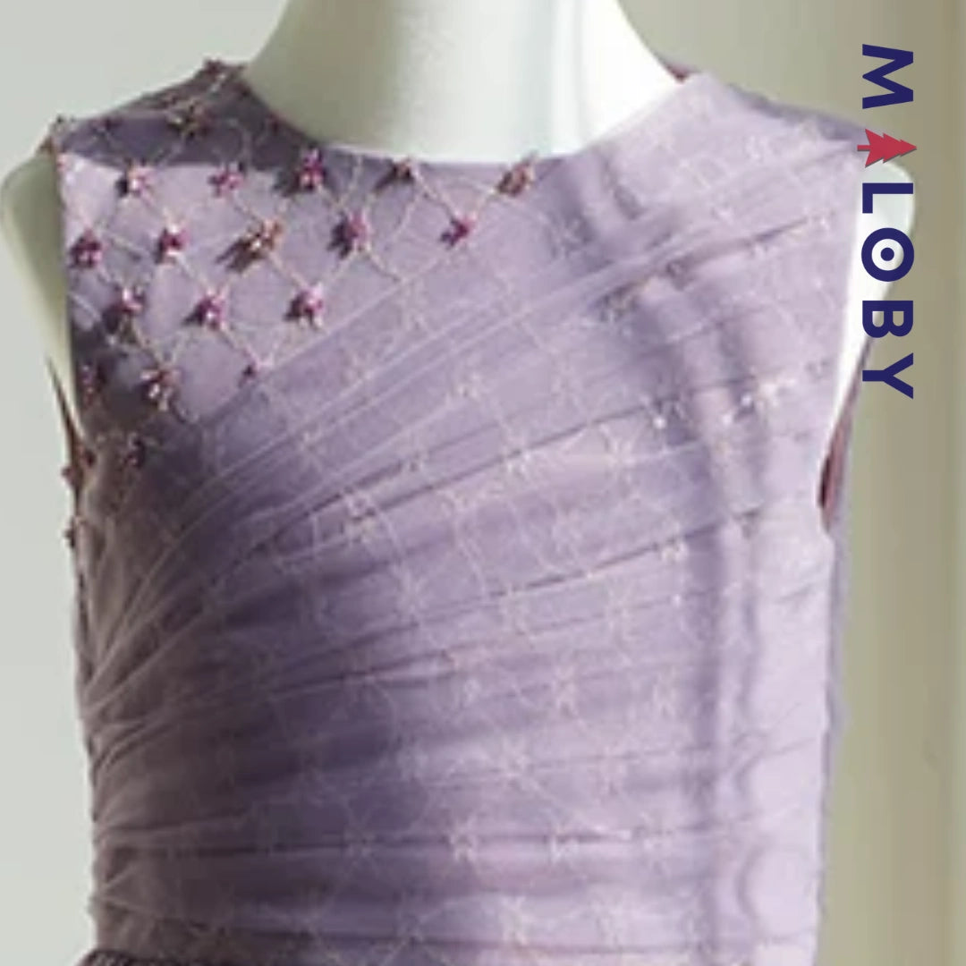 Robe princesse en tulle perlée -Violet